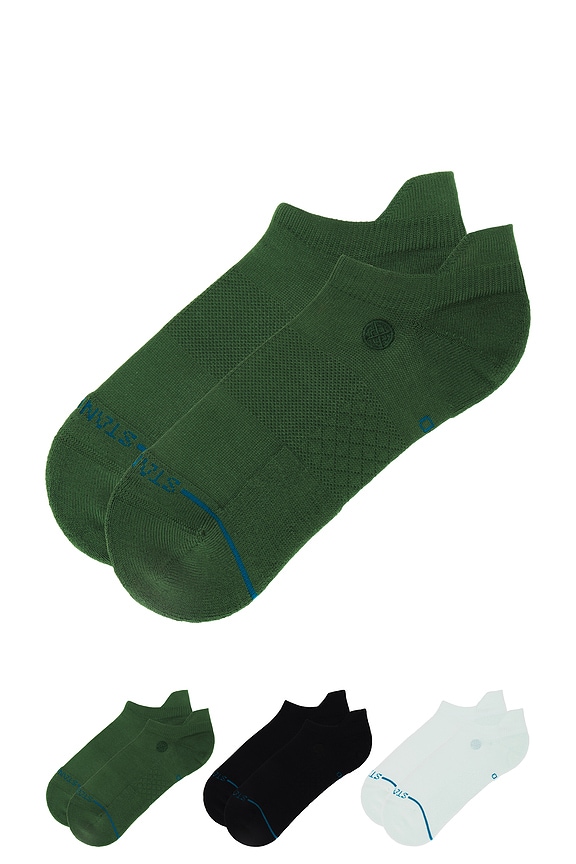 view 2 of 4 Icon Low Tab 3 Pack Socks in Green