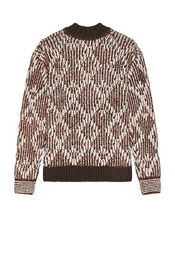 view 2 of 3 Turtle Neck Jacquard Sweater in Brown Melange