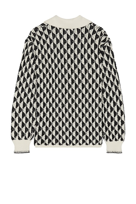 view 2 of 3 Dropped Shoulder Polo Sweater in Imagine Stripe White