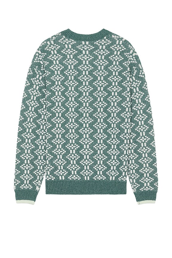 view 2 of 3 Jacquard Regular Fit Crewneck Sweater in Pitch Green
