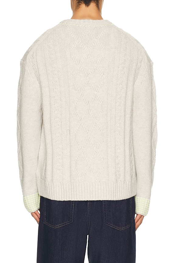 view 2 of 4 V-Neck Chunky Cable Loose Fit Pullover in Eggnog Melange