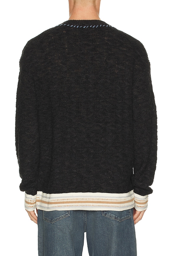 view 2 of 4 V Neck Cable Loose Fit Pullover in Dark Brown