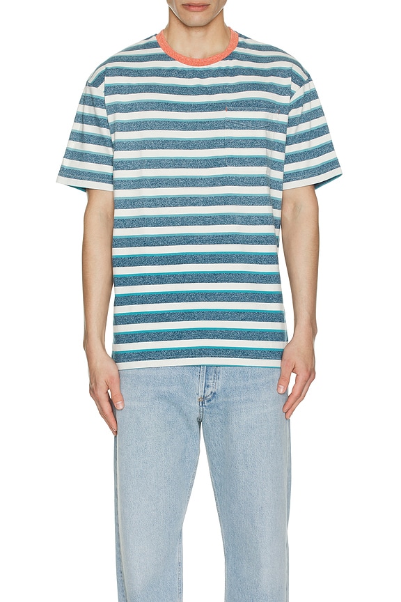 view 3 of 3 CAMISETA in Off White & Harbour Teal Multicolor Stripe