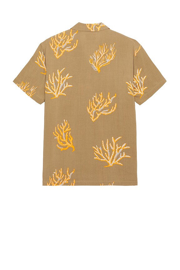 view 2 of 4 Allover Printed Viscose Short Sleeve Shirt in Taupe Coral