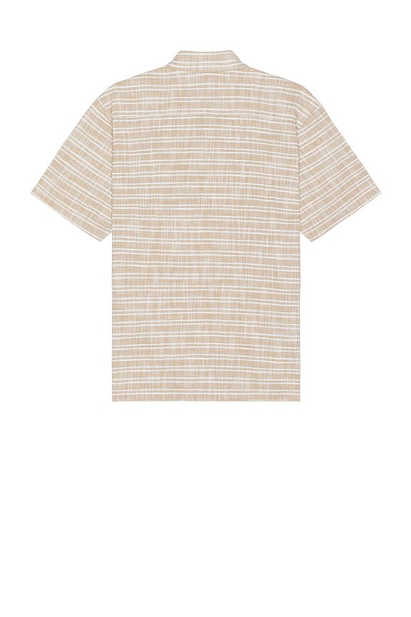 view 2 of 4 Horizontal Linen Stripe Polo in Sand Stripe
