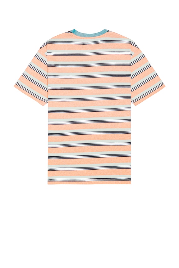 view 2 of 3 Yarn Dye Stripe Pocket Tee in Peach Green Multistripe