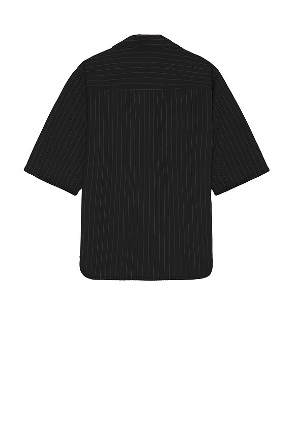 view 2 of 4 Tailored Pinstriped Baseball Shirt in Dark Grey Melange Pinstripe