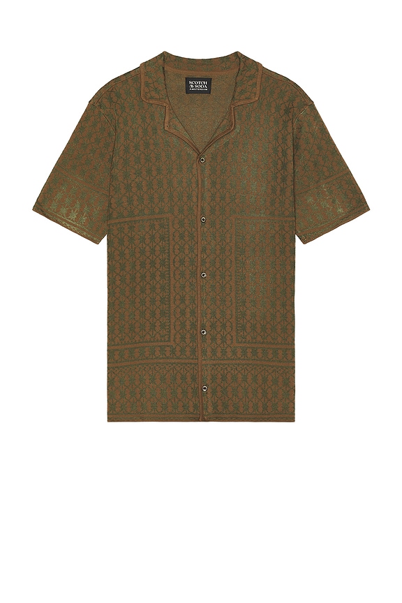 view 1 of 4 Jacquard Knitted Button Down Shirt in Imagine Places Print
