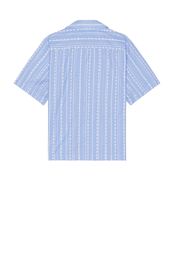 view 2 of 5 Striped Short Sleeve Shirt in Sky Blue