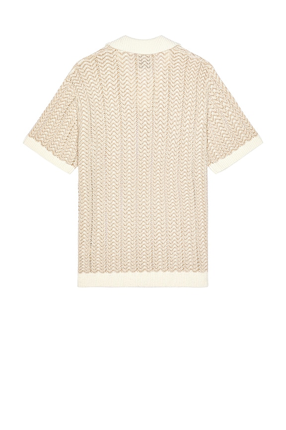 view 2 of 4 Open Structured Knitted V-Neck Shirt in Eggnog