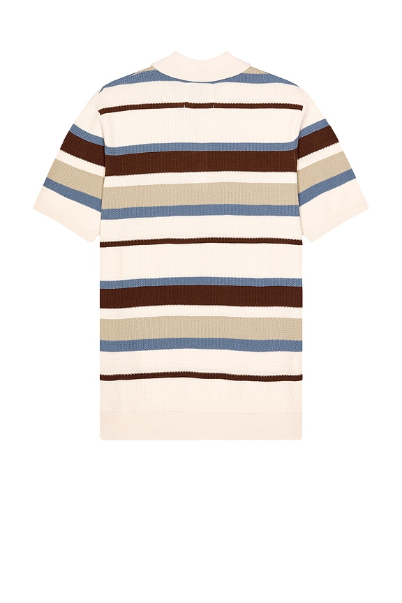 view 2 of 4 Regular Fit Knitted Striped Polo in Plaza Taupe Stripe
