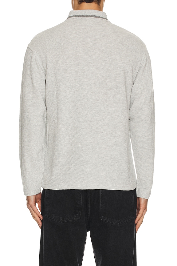 view 2 of 4 Structured Relaxed Fit Long Sleeve Polo in Grey Melange