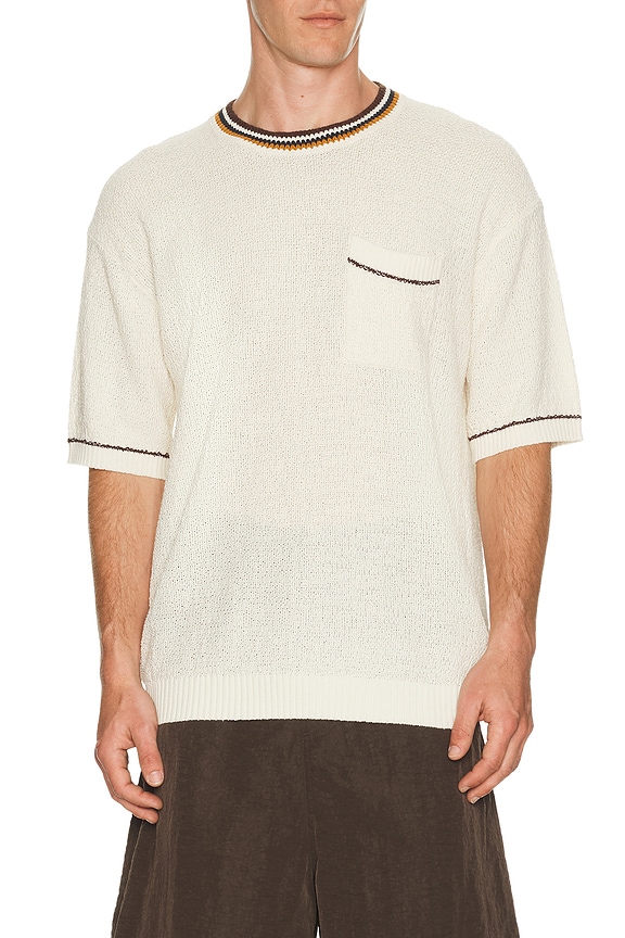 view 1 of 4 Knitted Cotton Linen Blend Relaxed Fit T-Shirt in Eggnog
