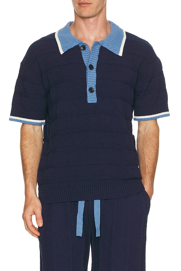 view 1 of 4 Structured Knitted Loose Fit Polo in Pageant Blue
