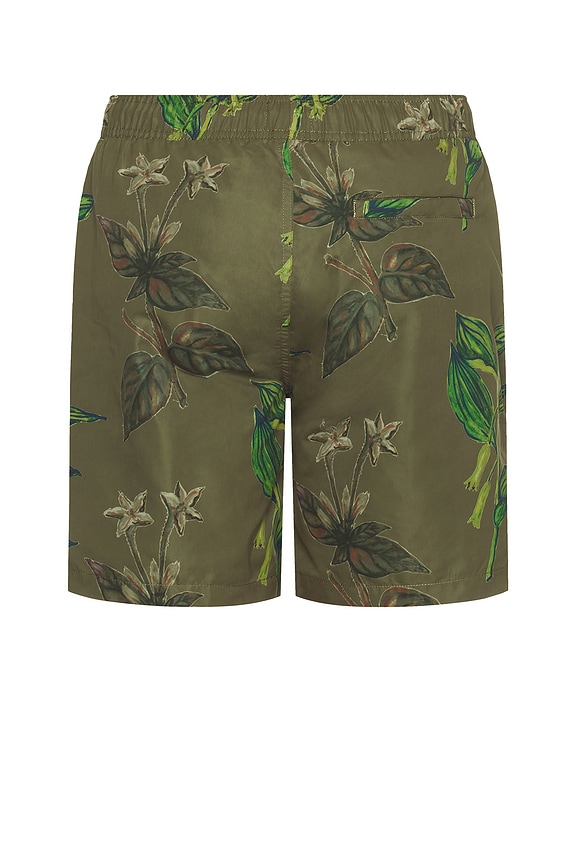 view 2 of 5 Mid Length Swimshort in Leafs Print