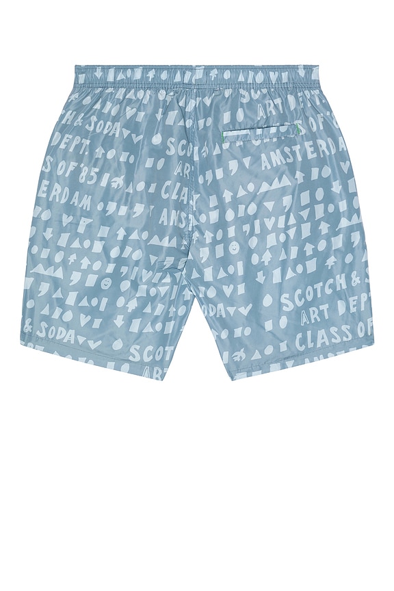 view 2 of 4 Printed Swim Shorts in Faded Blue