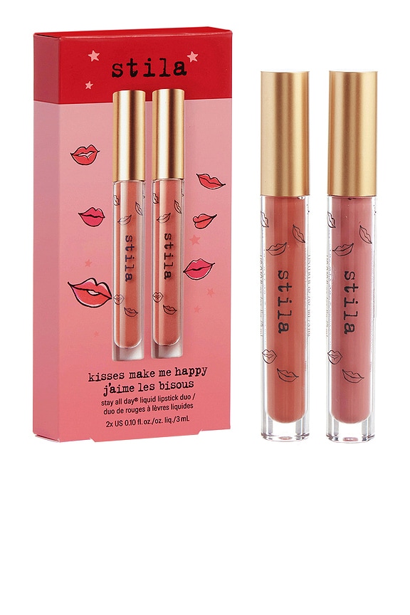 view 2 of 5 Kisses Make Me Happy Stay All Day Liquid Lipstick Duo in Sugar Peach & Petal