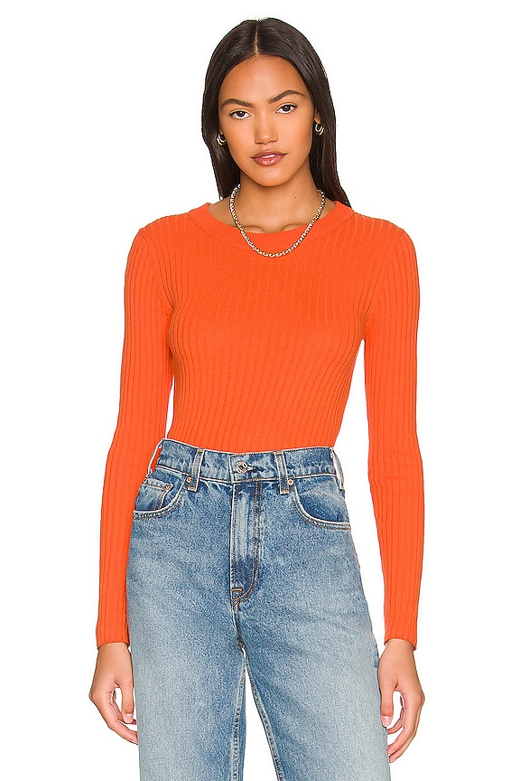 view 1 of 4 Knit Long Sleeve Top in Orange Poppy