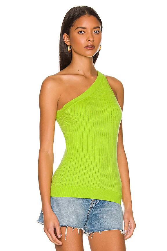 view 2 of 4 One Shoulder Top in Lime