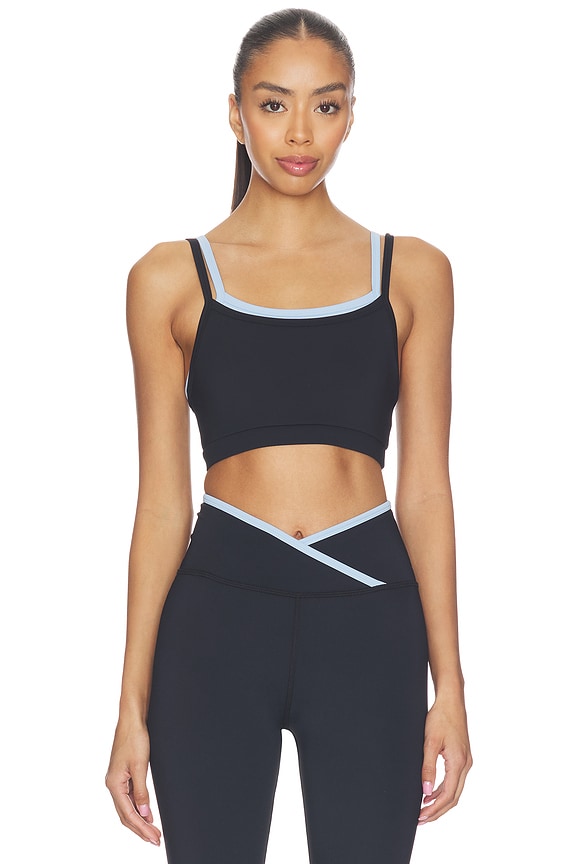 view 1 of 4 The Rhodes Sports Bra in Black & Baby Blue