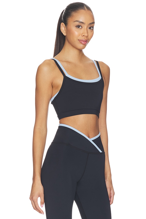 view 2 of 4 The Rhodes Sports Bra in Black & Baby Blue