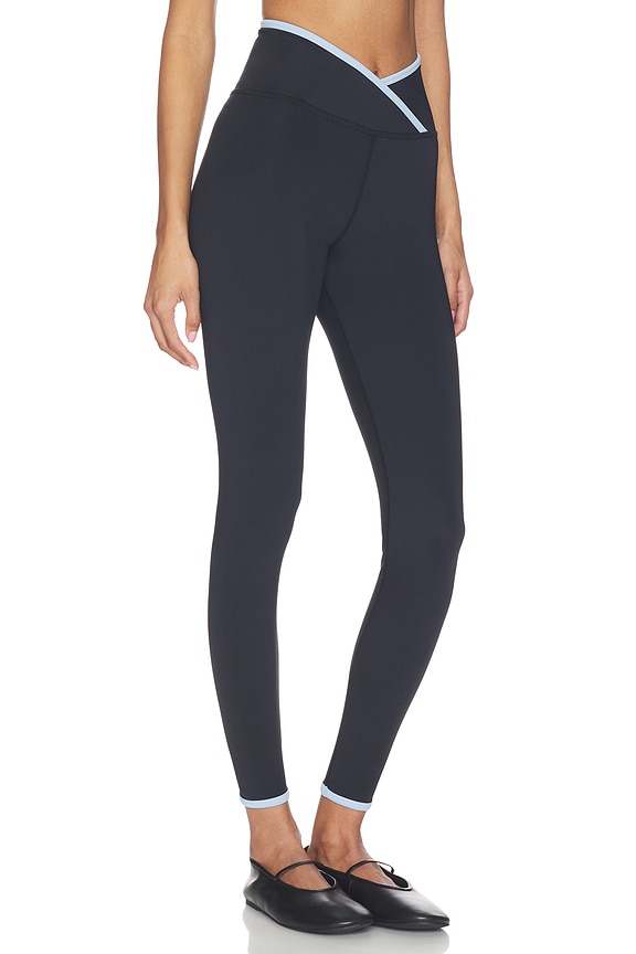 view 2 of 6 The Rae Ankle Legging in Black & Baby Blue