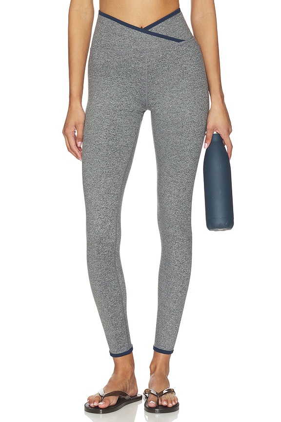 view 1 of 6 X Happily Grey The Rae Ankle Legging in Heather Grey & Navy