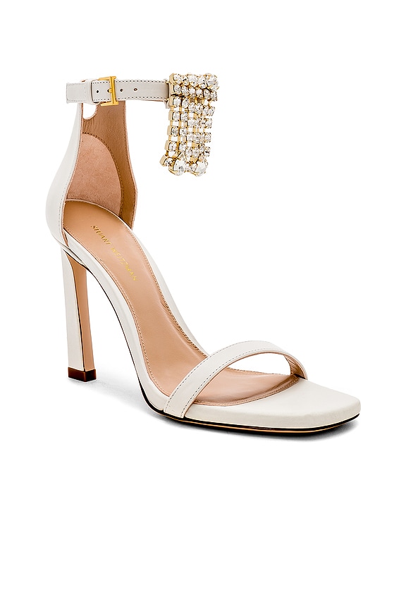 view 1 of 5 Fringe Square Nudist Heel in Off White Cush Nappa