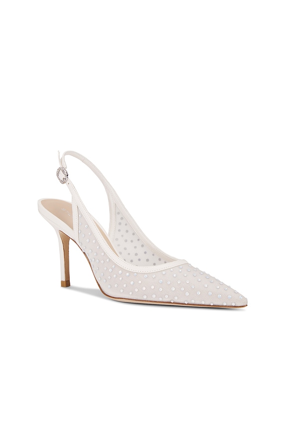 view 2 of 5 Emilia Mesh 100 Slingback in White & Frosted White