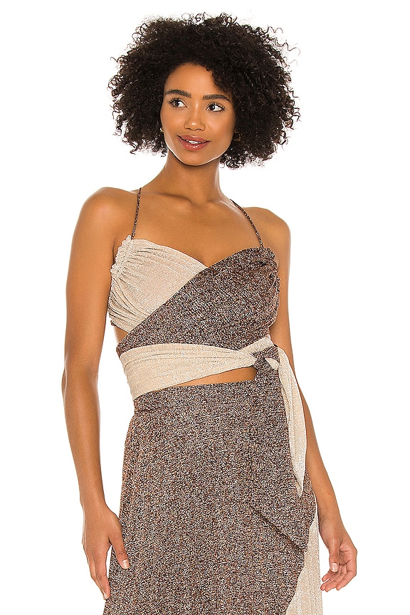 view 1 of 5 Tyra Pleat Wrap Top in Copper Silver