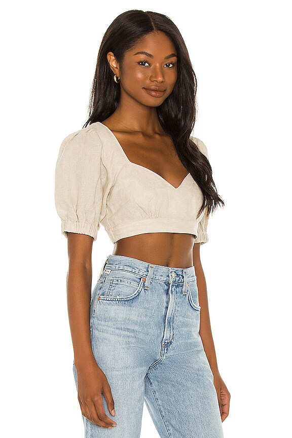 view 2 of 4 Cecile Linen Crop Top in Natural