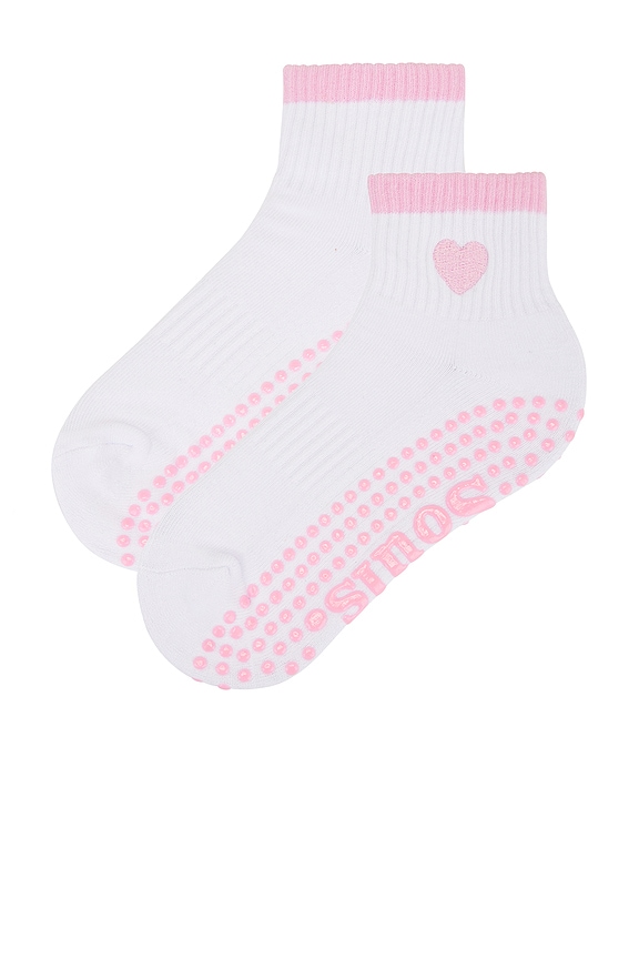 view 2 of 4 Pink Heart Sock in White