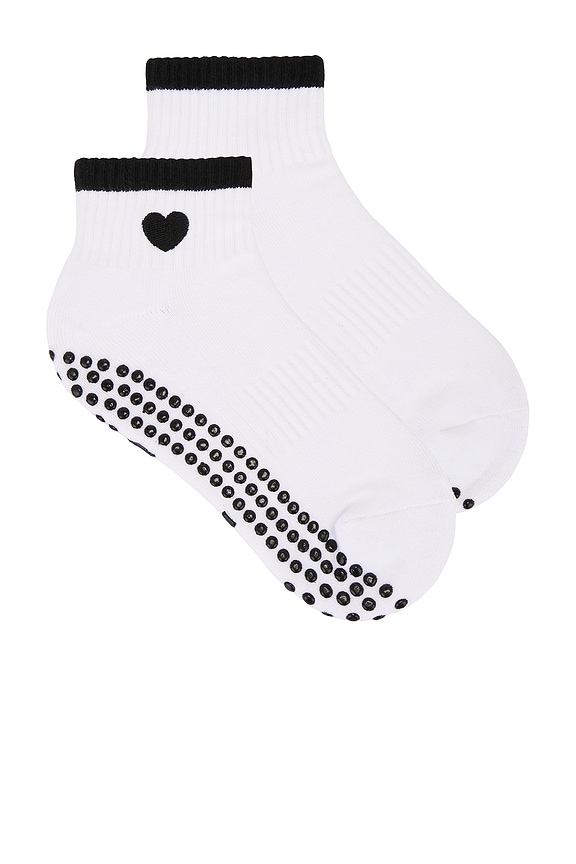 view 1 of 4 Black Heart Sock in White