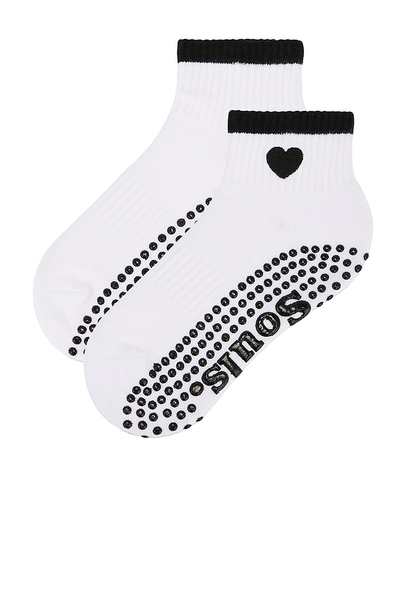 view 2 of 4 Black Heart Sock in White