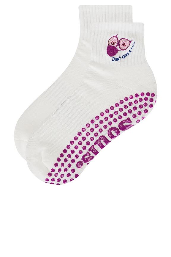 view 2 of 4 Don't Give A Fig Grip Socks in Off White