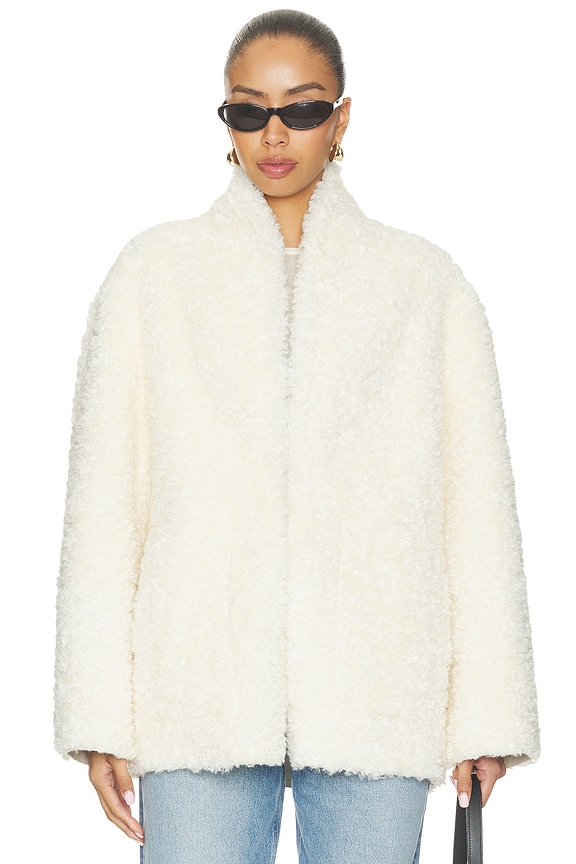 view 2 of 5 Manuela Shawl-collar Shearling Jacket in Ivory
