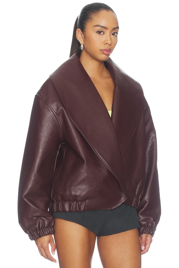 Eleni Faux Leather Bomber Jacket