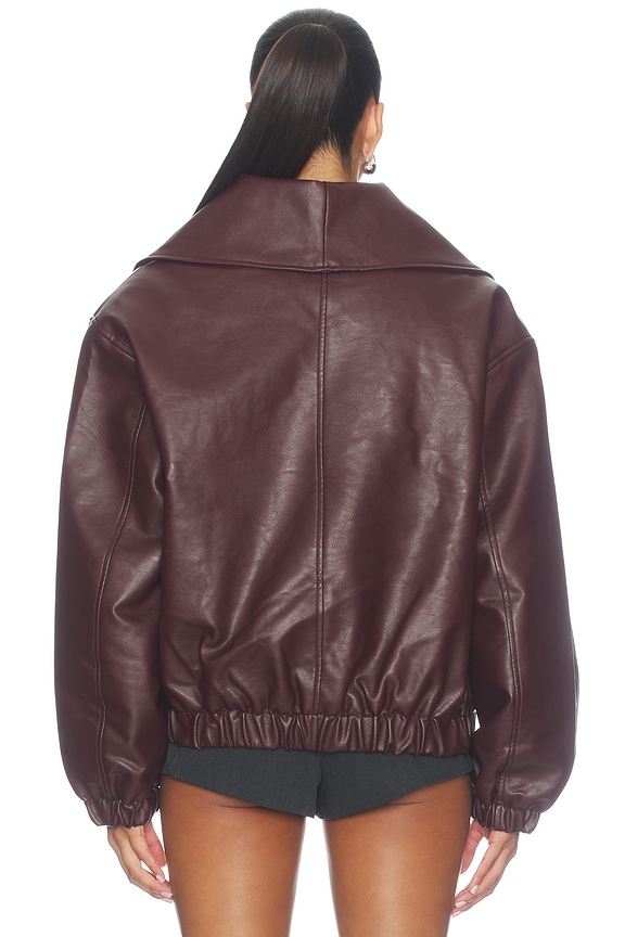 Eleni Faux Leather Bomber Jacket