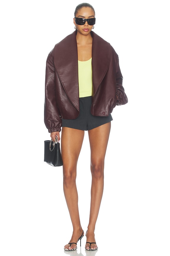 Eleni Faux Leather Bomber Jacket