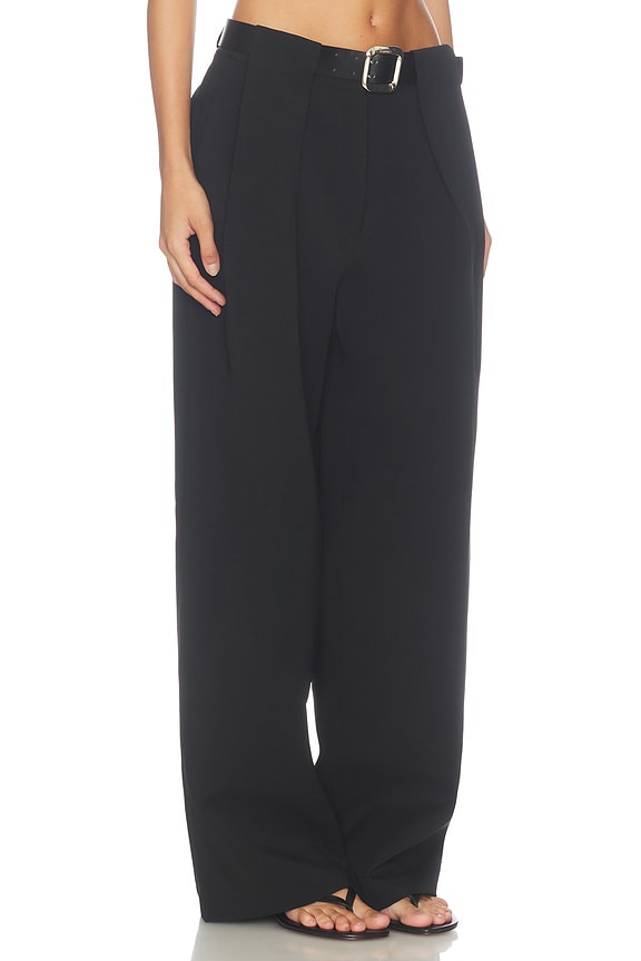 view 2 of 6 Matteo Belted Tuck Trousers in Black