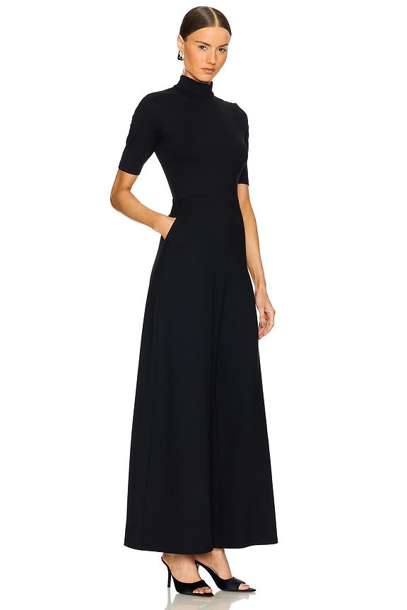 view 2 of 3 Mock Neck Short Sleeve Jumpsuit in Black
