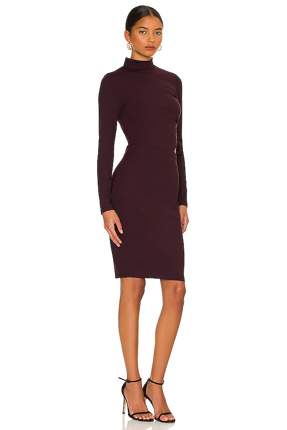 Mock String Susana Monaco Mock String Open Side Midi Dress in Cabernet | REVOLVE