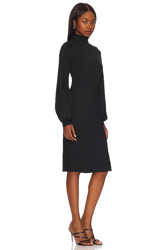 view 2 of 3 Mock Neck Slit Midi Dress in Black