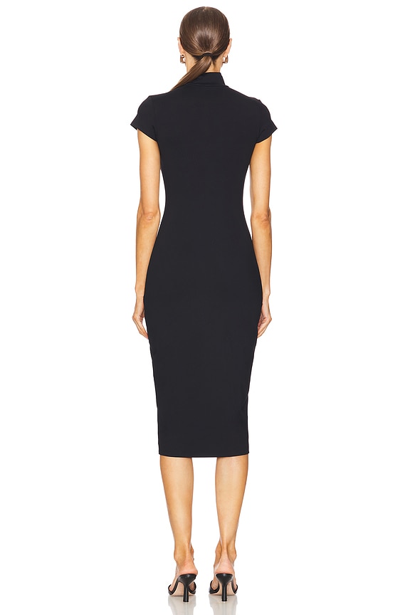 mock neck bodycon dress short sleeve Leely Women Black and cat_puff_sleeves Size medium measures 31 Size:XXL/46
