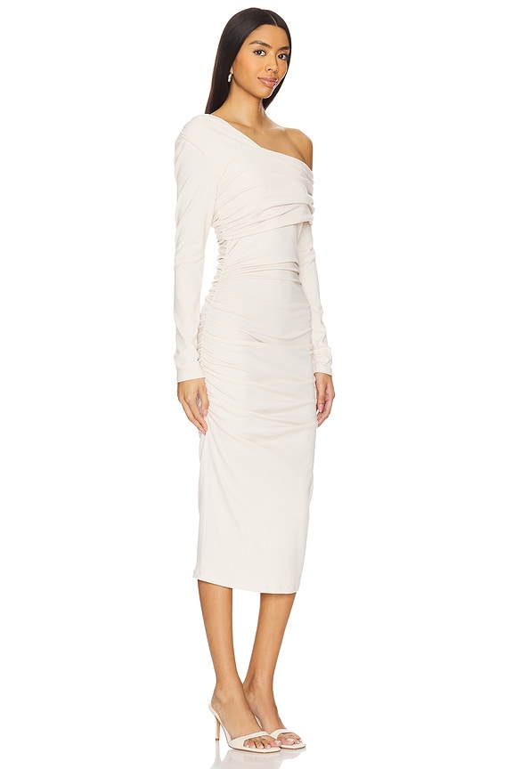 view 2 of 3 One Off Shoulder Long Sleeve Dress in Blanched Almond