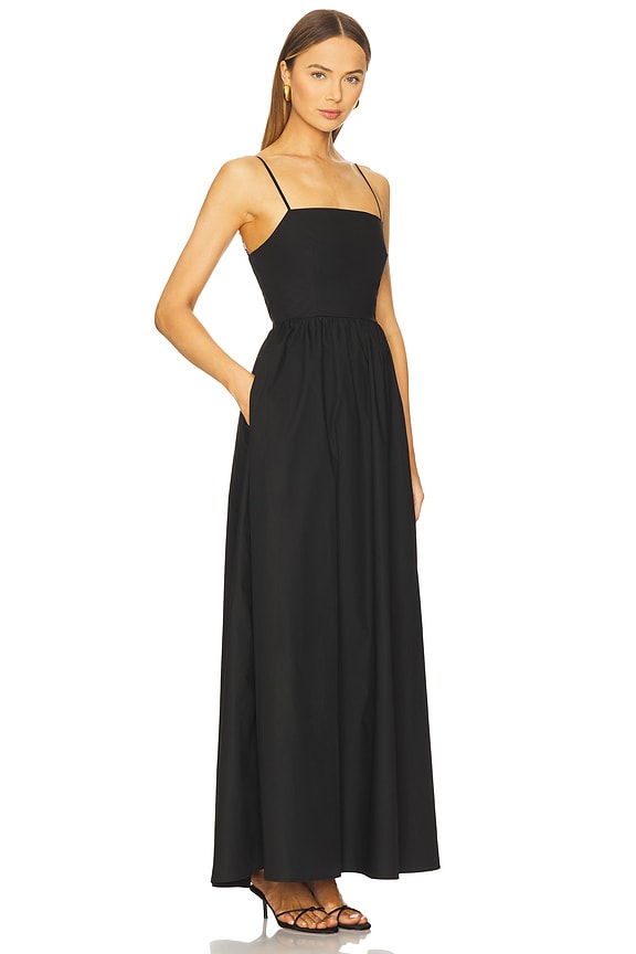 view 2 of 3 Poplin Lace Up String Maxi Dress in Black