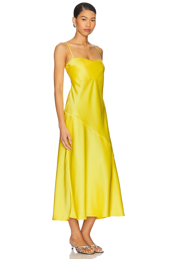 view 2 of 3 Satin Bias Cut Slip Dress in Lemon