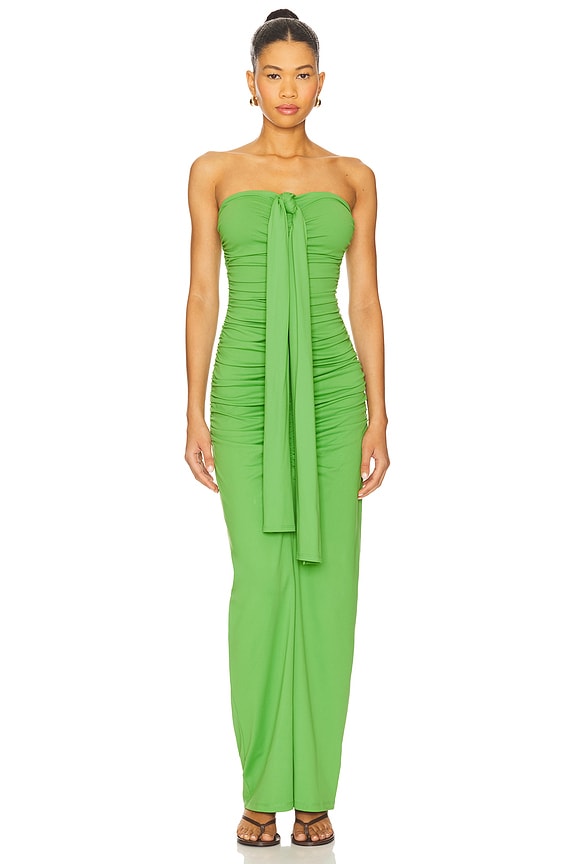 view 2 of 4 Center Gathered Tie With Slit Dress in Forest