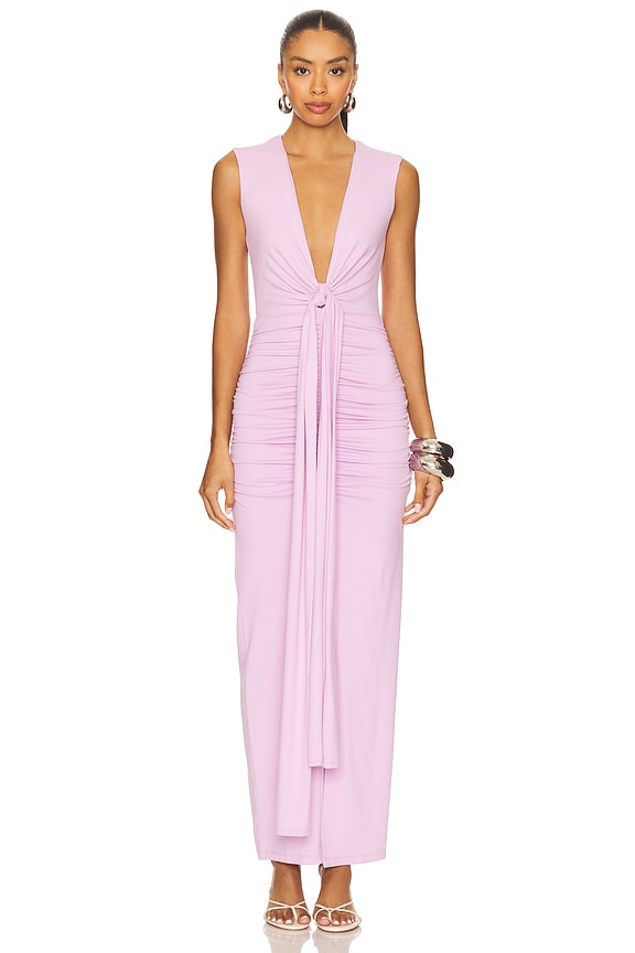 view 2 of 4 Tie Front Gathered Dress in Pink Diamond