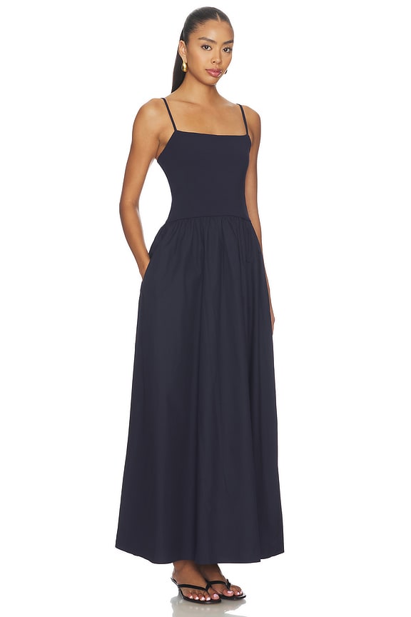 view 2 of 3 Poplin String Drop Waist Maxi Dress in Midnight